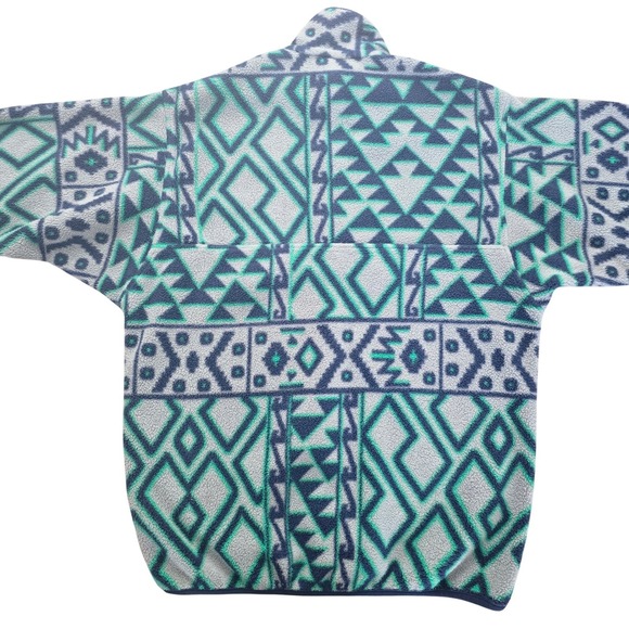 Patagonia Synchilla Snap-T Fleece Montana Siete Green Geometric Print Mens XS